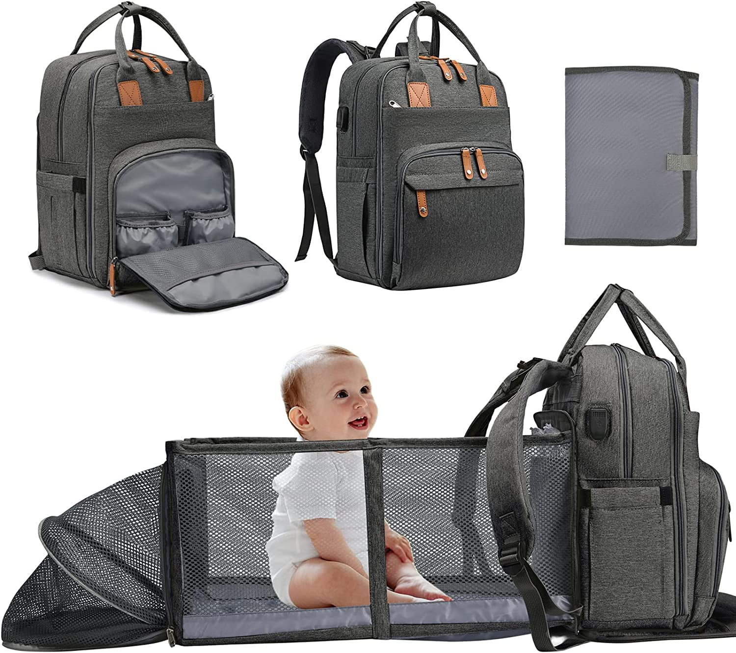 Diaper Bag with Changing Station, 20L35L Expandable Diaper Bag