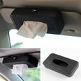 thumbnail image 3 of SUTENG PU Leather Clip Car Sun Visor Tissue Box Holder for Facial Tissue and Other Napkin Papers -Black, 3 of 5