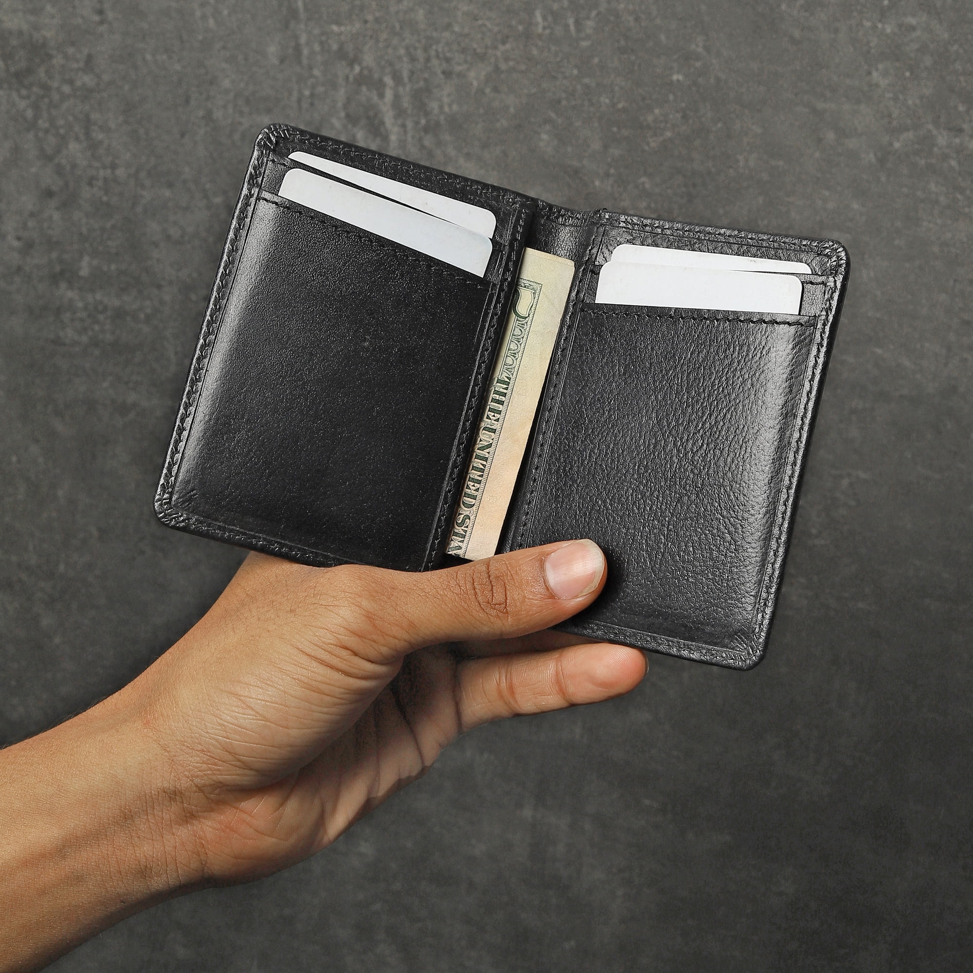 FOXHACKLE Slim Front Pocket Leather Card Holder | RFID Blocking