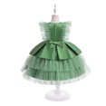 thumbnail image 5 of YWDJ Toddler Girls Net Yarn Mesh Bow Ruffles Birthday Party Gown Long Dresses Green 8T, 5 of 9