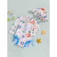 thumbnail image 5 of BemeyourBBs Toddler Baby Girl Swimsuit Infant Bathing Suit One-Piece Swimsuits with Sun Hat Set Long Sleeve Rash Guard Swimwear Strawberry Floral Zipper Summer Beach Wear, 5 of 9