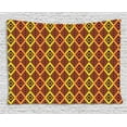 thumbnail image 1 of Ethnic Tapestry, Warm Colored Rhombus Pattern Design from Mexican Peruvian Cultures, Wall Hanging for Bedroom Living Room Dorm Decor, 60W X 40L Inches, Vermilion Yellow and Black, by Ambesonne, 1 of 2