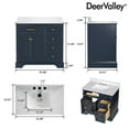thumbnail image 3 of 36" Bathroom Vanity Ceramic Sink Top with Backsplash, Pre-assembled Bathroom Cabinet Navy Blue, 3 of 15