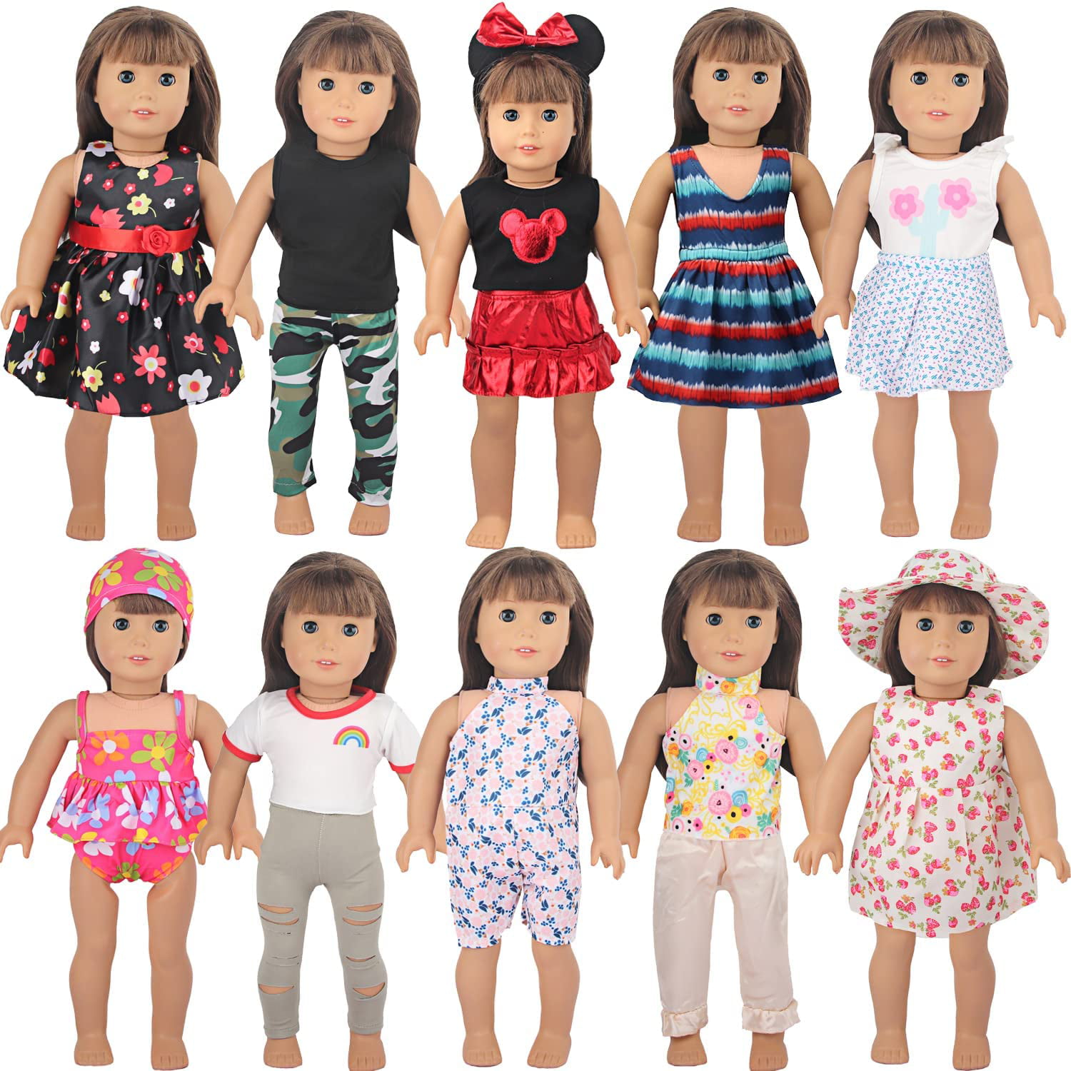 Hersh Fashion 10 Sets American 18 inch Girl Doll Clothes Accessories Dress  Cartoon Fit 43cm New Born Baby for 18 Inch Dolls DIY Our Generation Doll |  Walmart Canada