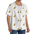 thumbnail image 4 of Vsdgher Gold Rabbit Print Men's Wrinkle Free Untucked Cuban Shirt Business Casual Button Down Shirts Short Sleeve Shirt, 4 of 7