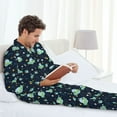 thumbnail image 6 of Naloa Galaxy With Ufo Men’s Pajamas Set - Long Sleeve Button Down Sleep Shirt and Pajama Bottoms Sleepwear Set-Medium, 6 of 7