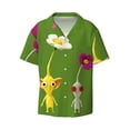 thumbnail image 2 of Lsque Pikmin print Men's Cuban Collar Short Sleeve Shirt Summer Beachwear Casual Button Down Fashionable Vacation Leisure Shirt-Small, 2 of 7
