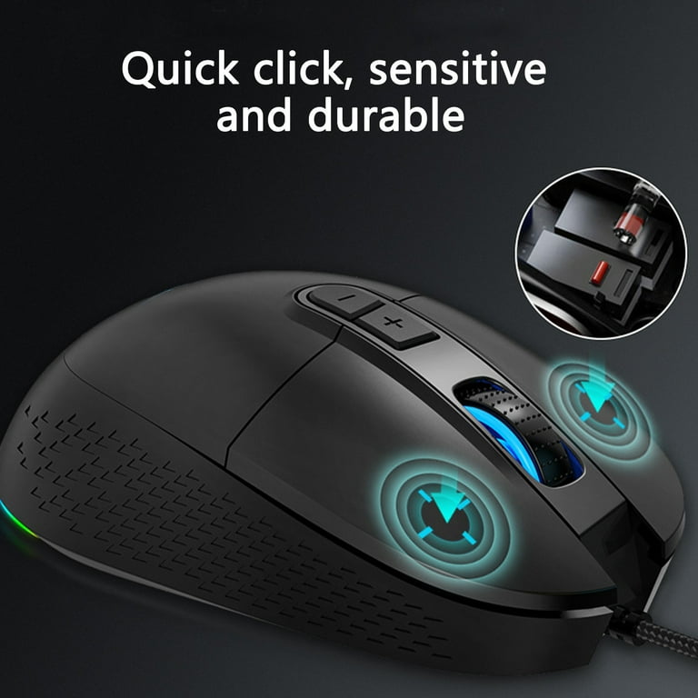 Nhthy Ergonomic Wired USB Gaming Mouse with RGB Lighting