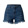 thumbnail image 5 of Karymi Jean Shorts Womens High Waist Frayed Hem Denim Shorts, Loose A‑Line Summer Jean Shorts with Pocket for Daily Beach Vacation Jean Shorts, 5 of 5