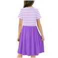 thumbnail image 5 of Kovlvoll Toddler Girls Stripe Dress Color Print Short Sleeve Loose Casual a Line Dresses with Pocket, 5 of 5