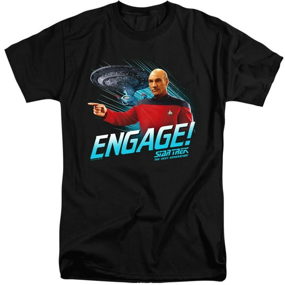 Star Trek Engage Adult Tall T-Shirt Black
