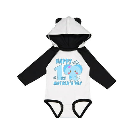 

Inktastic Happy First Mothers Day with Elephant Gift Baby Boy or Baby Girl Long Sleeve Bodysuit