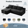 thumbnail image 4 of 96" Boneless Cloud Couch with Chaise, Modular Sectional Sofa for Living Room, No Assembly Required, Deep Seat Corduroy Couch, Black, 4 of 8