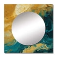 thumbnail image 2 of Designart "Gilded Sunlight Amidst Deep Blue Waters" Abstract Painting Square Mirror For Wall Decor - Large Gold Square Printed Wall Mirror Art - Wall Mounted Square Large Mirror, 2 of 5