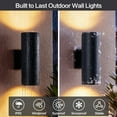 thumbnail image 4 of Modern Outdoor Porch Light Patio Light in 2 Lights with Aluminum Cylinder and Tempered Glass Cover Waterproof Wall Sconce 2 Pack (Matte Black), 4 of 6
