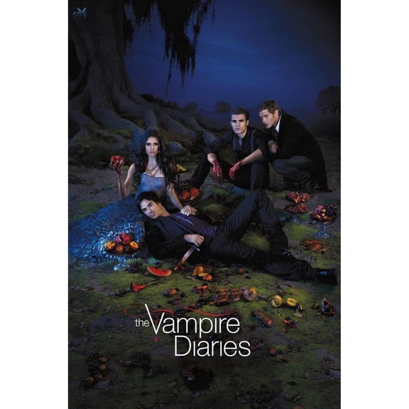 Adult DIY 5D Diamond Painting Kit, Vampire Diaries Series Art Round Diamond, Full Diamond Diamond Embroidery Kit, Mosaic Cross Stitch Craft Home Wall Decoration