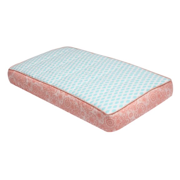 Bacati - Paisley Sophia Coral/Aqua Girls Quilted Changing Pad Cover