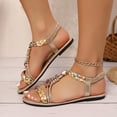 thumbnail image 5 of Women's Sandals & Slides Wide Fit Bohemian Wedge Sandal Lightweight Summer Elastic Ankle Strap Walking Shoes Comfortable Open Toe Slingback Orthopedic Sandals for Holiday Beach Beige 9.5, 5 of 6