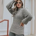 thumbnail image 2 of Vedolay Women's Pullover V Neck Lace Stitching Buttons Long Sleeves Sweater Grey,S, 2 of 5