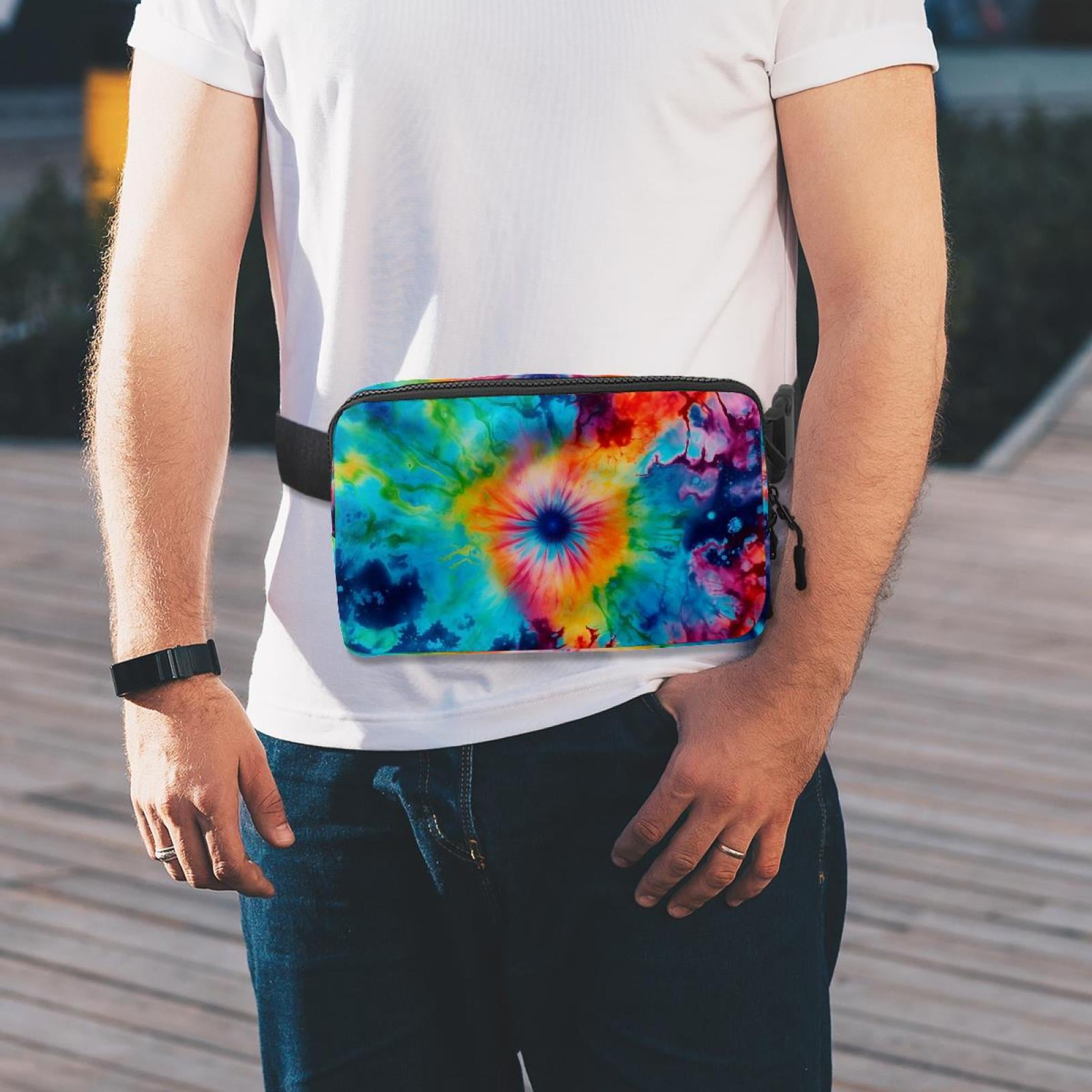 Tie-dye Money Belt Waist Bag Fanny Pack - Lightweight Adjustable with Extension Strap Unisex