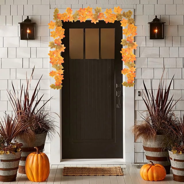 Cameland Halloween Fake Maple Leaf Vines Autumns Decoration Artificial Green Plant Maple Leaf