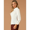 thumbnail image 4 of Camisa Con Botones Para Mujer Blusa De Manga Larga Con Cuello Peter Pan De Carrera Blanco crema L INSPIRE CHIC Camisa, 4 of 6