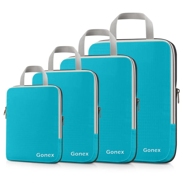 Cubos de embalaje de compresión Gonex, 4 unidades, bolsas de viaje azules