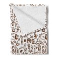 thumbnail image 2 of Coffee Soft Flannel Fleece Blanket, Cool Drink Coffee Time Americano Mocha Espresso Heart Banner Cakes Cups Monochrome, Cozy Plush for Indoor and Outdoor Use, 50" x 70", Brown White, by Ambesonne, 2 of 5