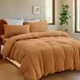 thumbnail image 5 of Pure Era Duvet Cover Set-Jersey Knit Cotton 100% T-Shirt Cotton-Super Soft 2xPillow Shams-Full Size,Burnt Orange, 5 of 7