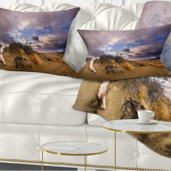 Designart 12" x 20" Blue Polyester Throw Pillow