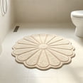 thumbnail image 5 of PoyoKee 1pc Bathroom Rugs, Flower Shape Soft Absorbent Bath Mat, Antiskid Decorative Bath Mats for Bathroom Floor, Home Decor, 23.6" x 23.6" - Khaki, 5 of 6