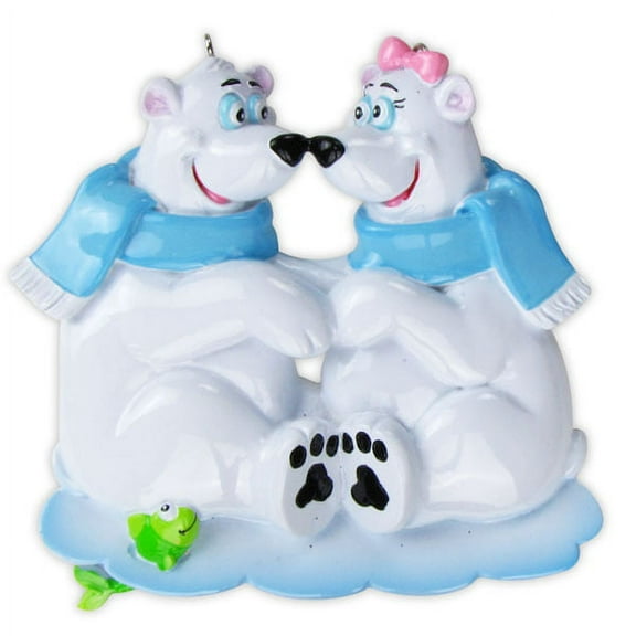 Polar Bear Family of 2 Personalized Christmas Ornament DO-IT-YOURSELF