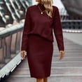 thumbnail image 4 of Yeaiivve Women 2 Piece Outfits Solid Sweatshirt Skirt Sets Fall Casual Long Sleeve Pullover Top Bodycon Midi Skirts Lounge Travel Set Wine S, 4 of 6