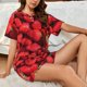 thumbnail image 4 of Fotbe Strawberry Red Conjunto de Pijama Estampado para Mujer, 2 Piezas, Ropa de Dormir con Camiseta de Manga Corta y Shorts Suaves-Medium, 4 of 6