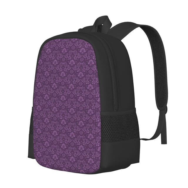 Lukts Florals Rétro Violet pour Sac à Dos Grande Capacité, Sac d'École en Tissu Oxford 600D Sac à Dos de Sport - Bretelles Réglables, Unisexe
