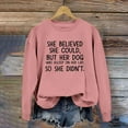 thumbnail image 2 of Tiqkatyck Valentine Shirts for Women, Women's Sweatshirts Pullover She Could But Her Dog Was Asleep On Her Lap Funny Letters Shirts, Sweatshirt for Women, Gifts for Women Beige, 2 of 4