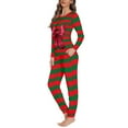 thumbnail image 2 of Renewold Thermal Women Red Green Stripe Sleepwear Pajama Set of 2 Pack Comfort Home Long Pant & Crew Neck T-shirt Outfits Christmas Bow Graphic Loungewear,Size 4XL, 2 of 4
