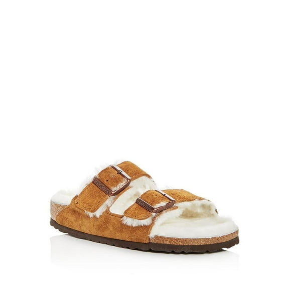 Birkenstock Women's Arizona Shearling Sandals, Mink, Tan, 5 Medium US