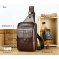 thumbnail image 3 of BULLCAPTAIN Mochila Cruzada de Cuero para Hombre Sling Bolso de Pecho para Viajes de Senderismo, 3 of 10