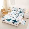thumbnail image 2 of jejeloiu Ocean Life Monogram T Queen Sheet Sets For Kids,Sea Starfish Whale Animals Bed Set,4pcs, 2 of 6