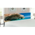thumbnail image 2 of Greece Headboard, Sea Cave on Zakynthos Island Greece Vacation Relaxing Seascape Coastline Picture, Upholstered Decorative Metal Bed Headboard with Memory Foam, King Size, Tan Pale Blue, by Ambesonne, 2 of 4
