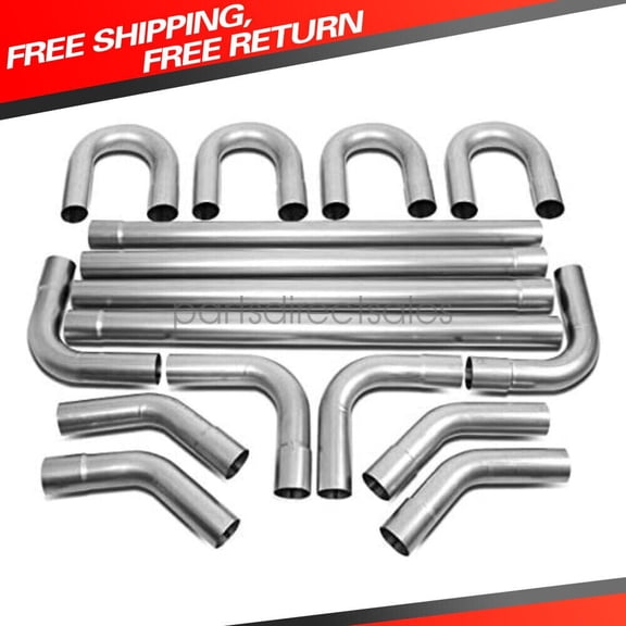 16PCS 2.5"OD STEEL DIY CUSTOM MANDREL EXHAUST TUBING PIPE STRAIGHT & BEND KIT
