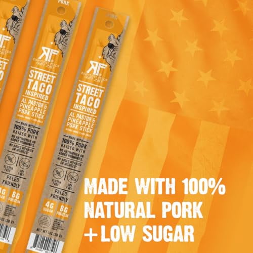 Righteous Felon Meat Sticks - Gluten Free & Keto Pork Sticks, Protein Snacks, Street Taco, 24 pack