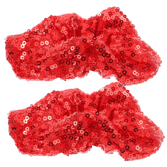 OFFIGAM 2PCS Sequin Elastic Hair Scrunchies for Christmas, Holiday Parties, Festive Hairstyles, and Special Events