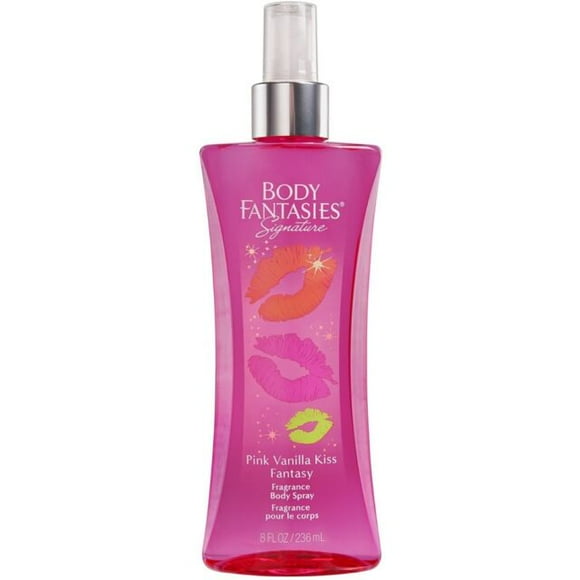 (pack 3) Body Fantasies Signature Pink Vanilla Kiss Fantasy Perfume By Parfums De Coeur Body Spray8 oz