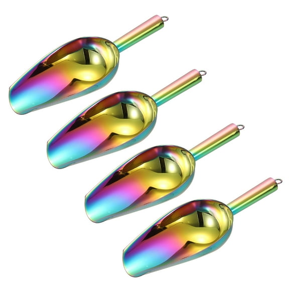 4pcs Metal Ice Scoop, 11 inch Stainless Steel Ice Scooper for Bar Use, Rainbow