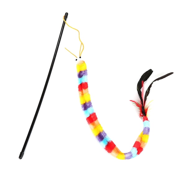 HINTRMENT 2Pcs Multi-Colored Plush Cat for Indoor Playtime and Training 11.8X0.8X0.8in