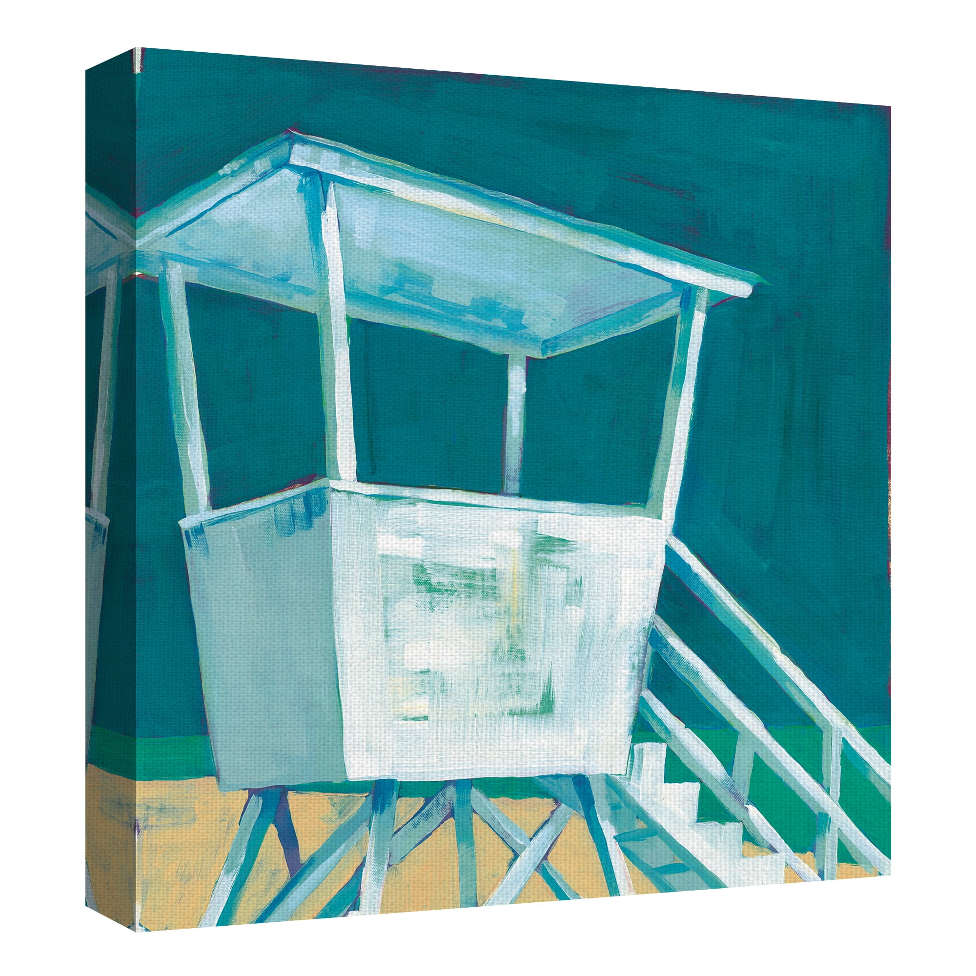 Beach Umbrella & Beach Tower by Willowbrook Fine Art Wrapped Canvas Painting Print Set of 2