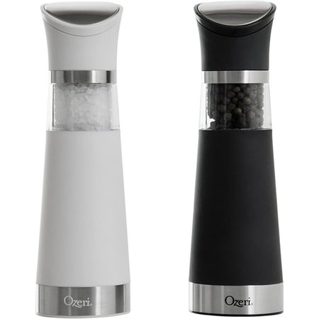 Ozeri Gravity Pro Electric Salt and Pepper Grinder Set, BPA-Free, Black and White