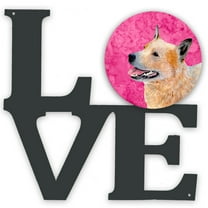 Pink Australian Cattle Dog Metal Wall Artwork LOVE